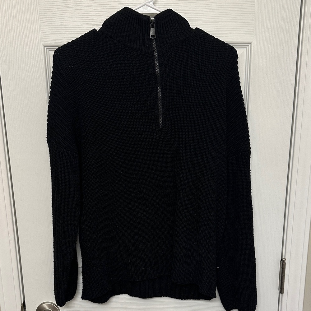 Amazon Essentials Black Knit Half-Zip Hoodie